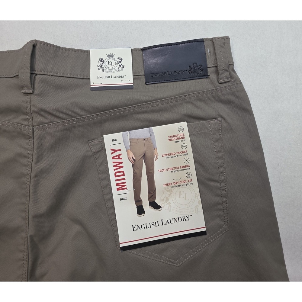 NEW English Laundry 5 Pocket Midway Pant Mens 36x30 Beige Tech Stretch Fabric